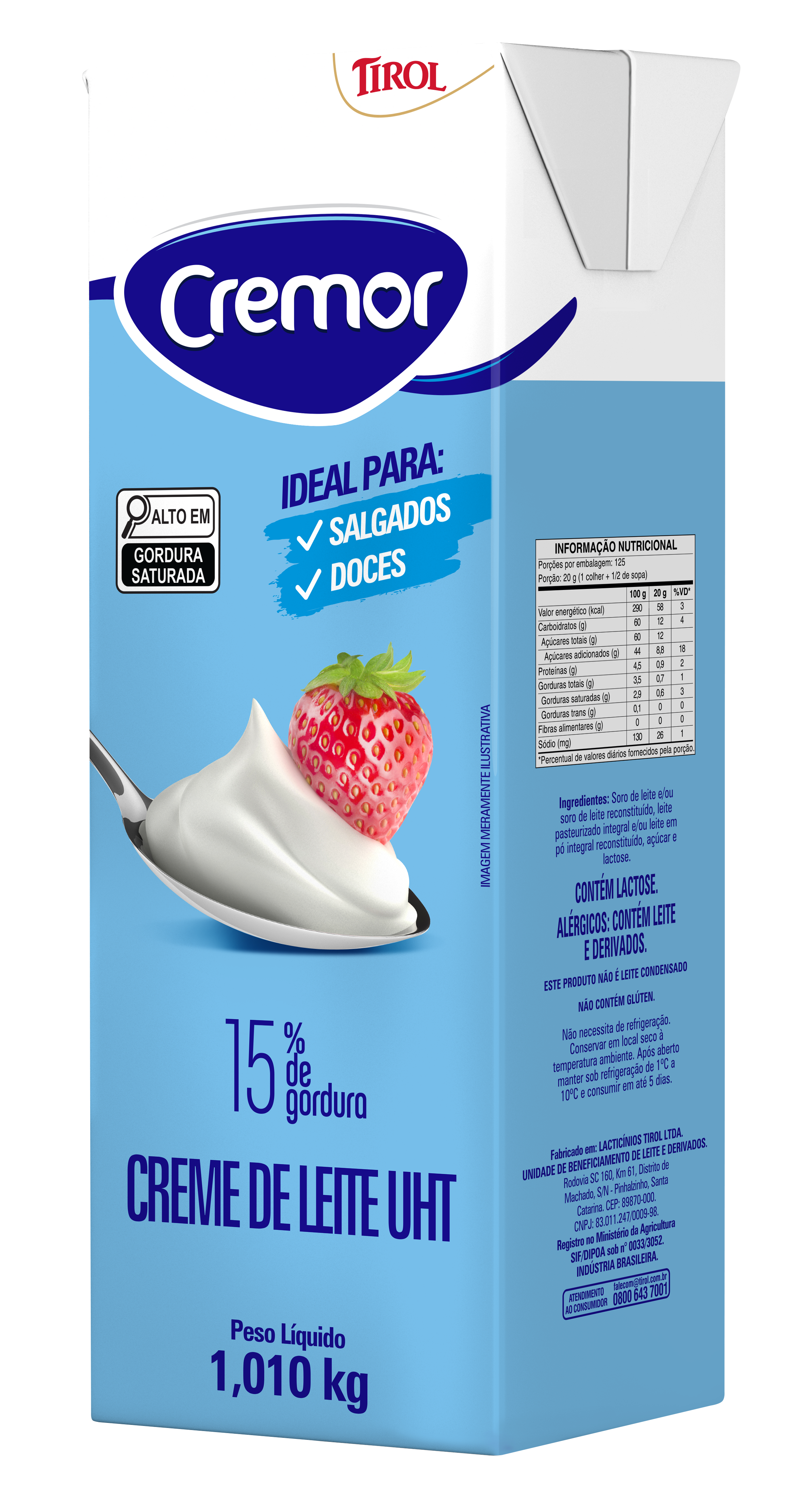 CREME DE LEITE PROFISSIONAL 15% DE GORDURA UHT 1,010KG CREMOR?>