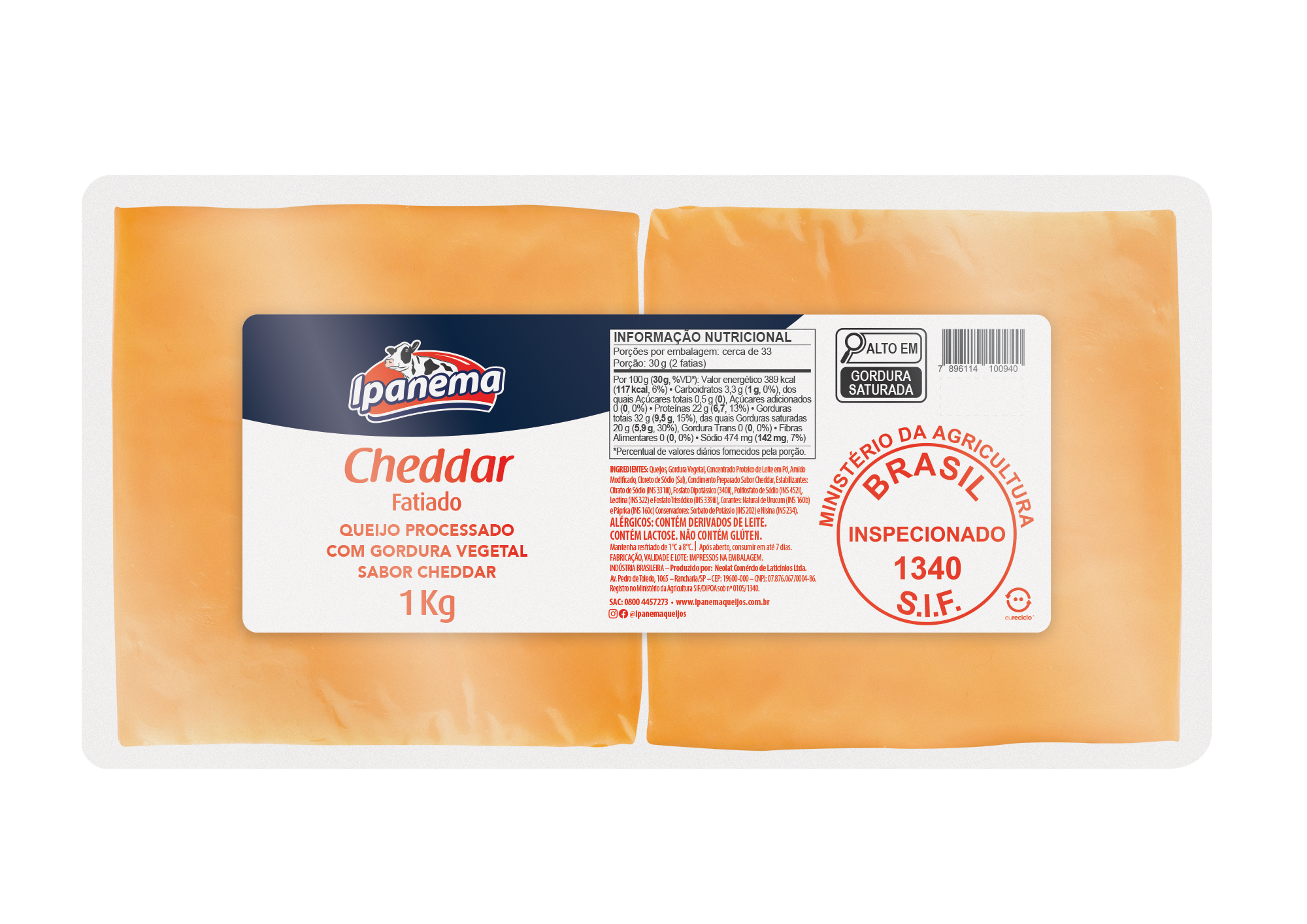 QUEIJO SABOR CHEDDAR IPANEMA FATIADO 1KG?>
