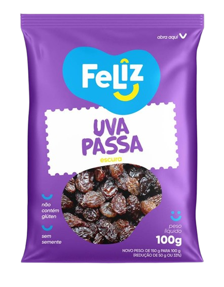 PASSAS DE UVA ESCURA FELIZ SC 100G - 2790?>
